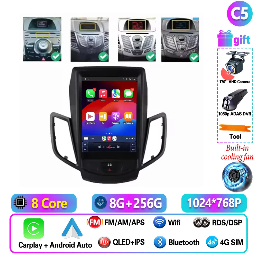 9.7 Inch Wireless CarPlay Android Radio for Ford Fiesta 2009-2017 - image 12