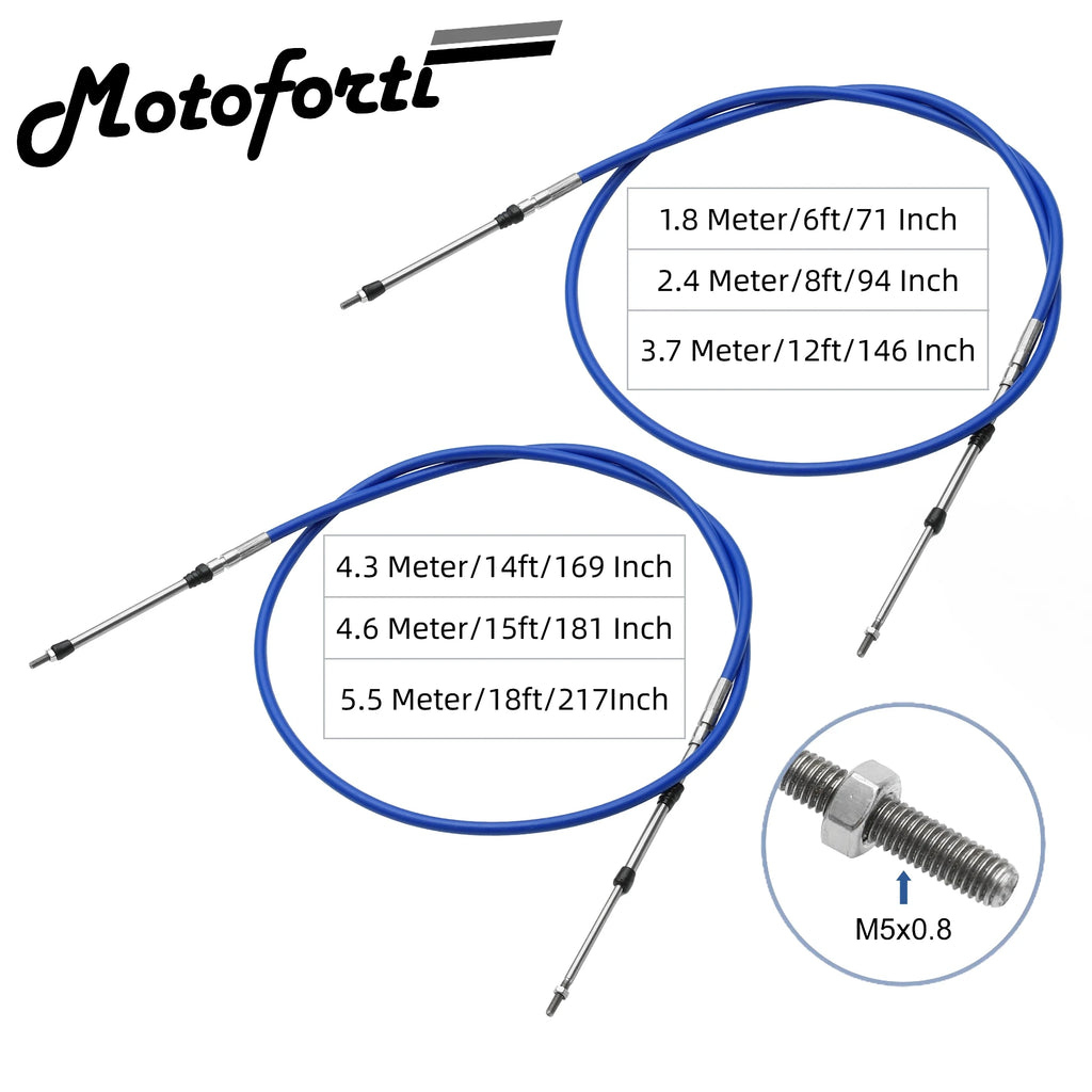 Marine Throttle and Shift Control Cable Pair for Outboard Motors