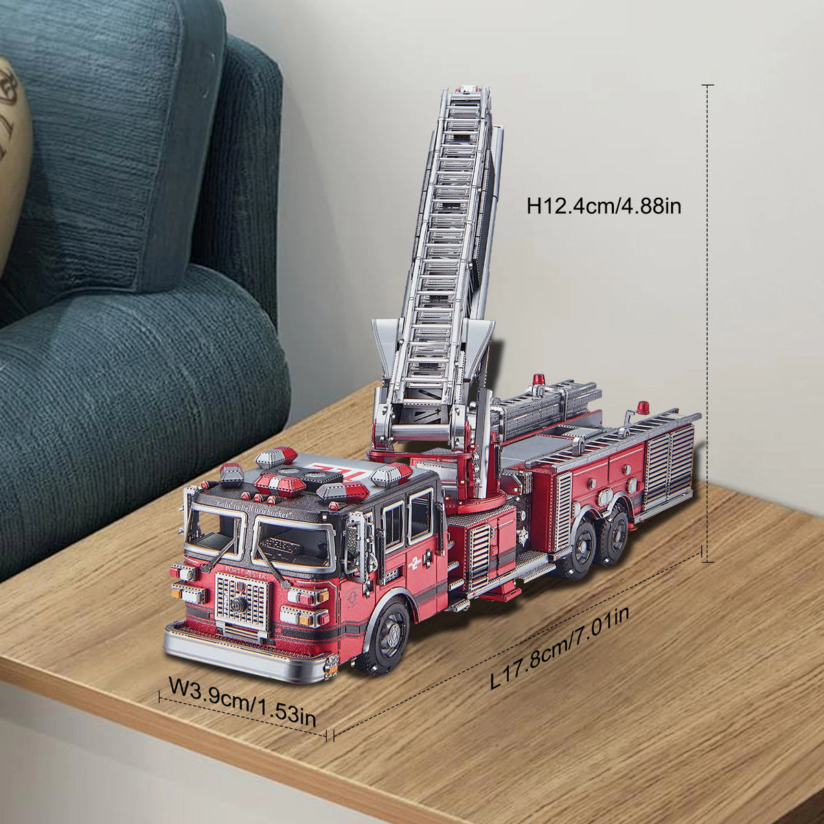 3D Stainless Steel Metal Puzzle Ladder Fire Truck Model Kit