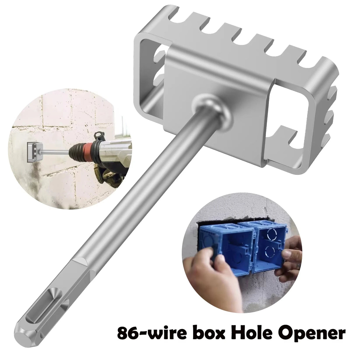 SDS Plus Square Hole Opener for Electrical Box - Rotary Hammer