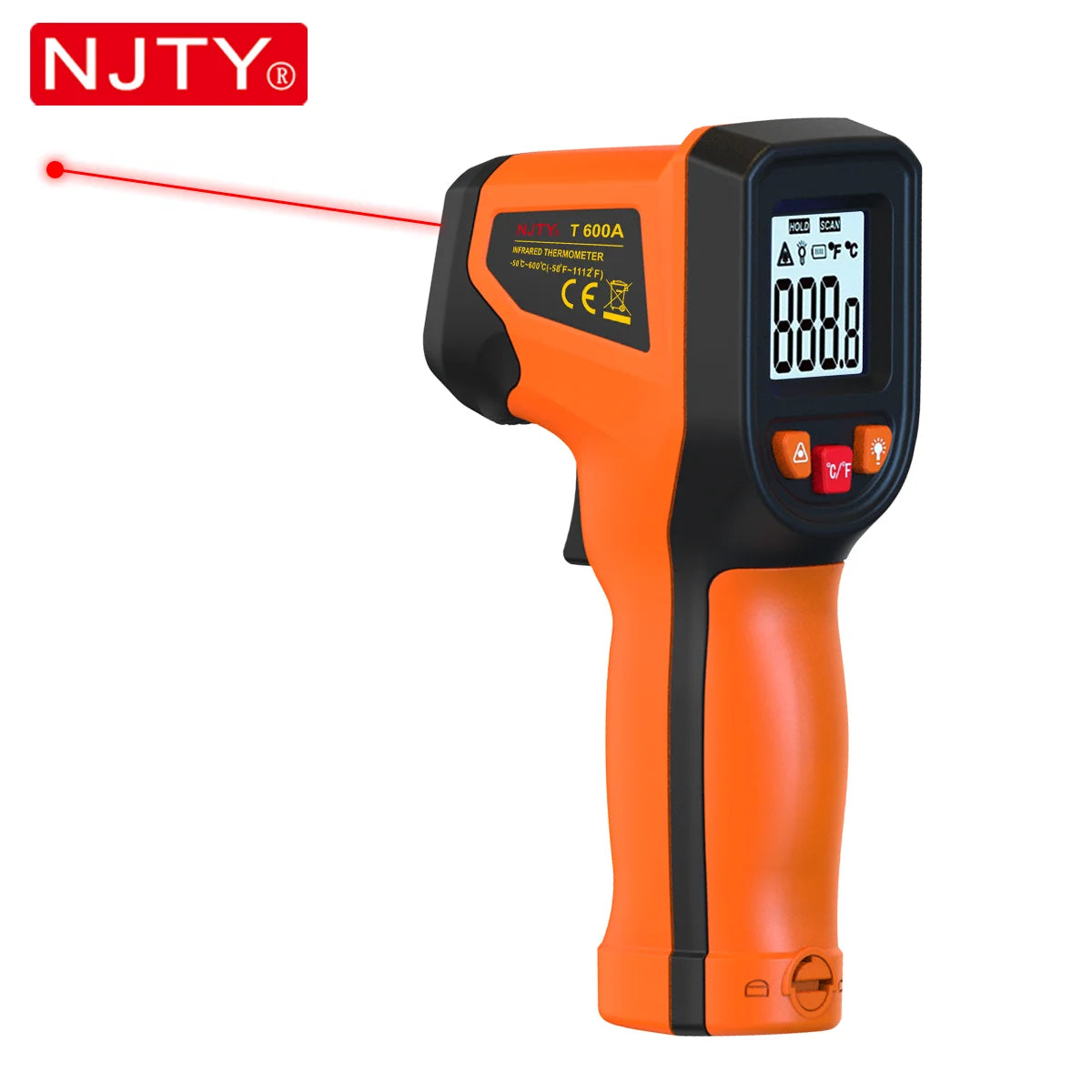 T600 Digital Infrared Thermometer Gun -58°F to 1112°F (-50°C to 600°C), Professional Industrial Laser Temperature Gun