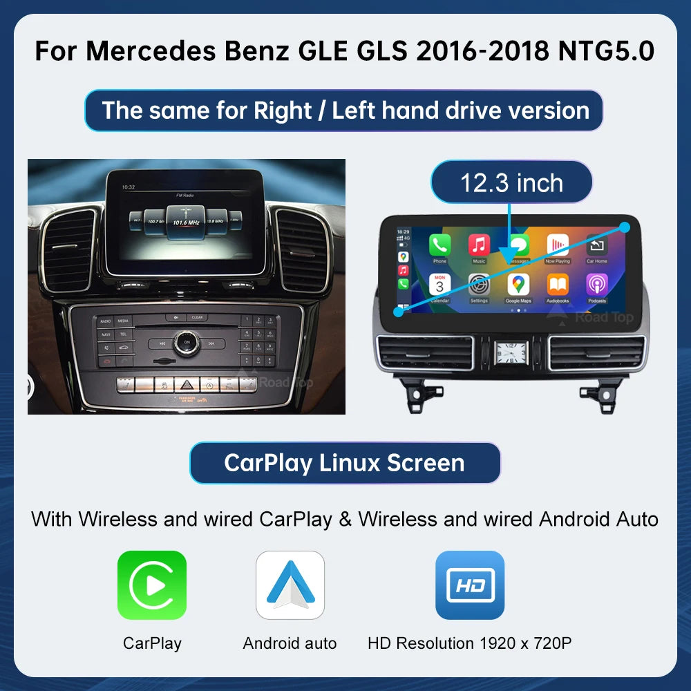 12.3" Touchscreen Mercedes ML/GLE/GLS 2012-2018 Wireless CarPlay - image 8
