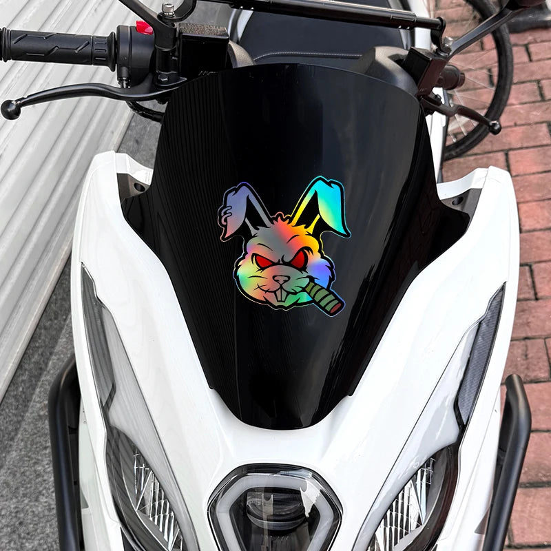 Smoking Rabbit Motorcycle Decal, Waterproof Vinyl for Fairings - view 5
