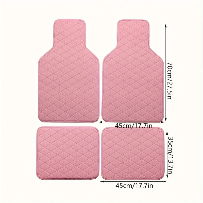 Waterproof PU Leather Car Floor Mat Set – 4 Piece - image 6