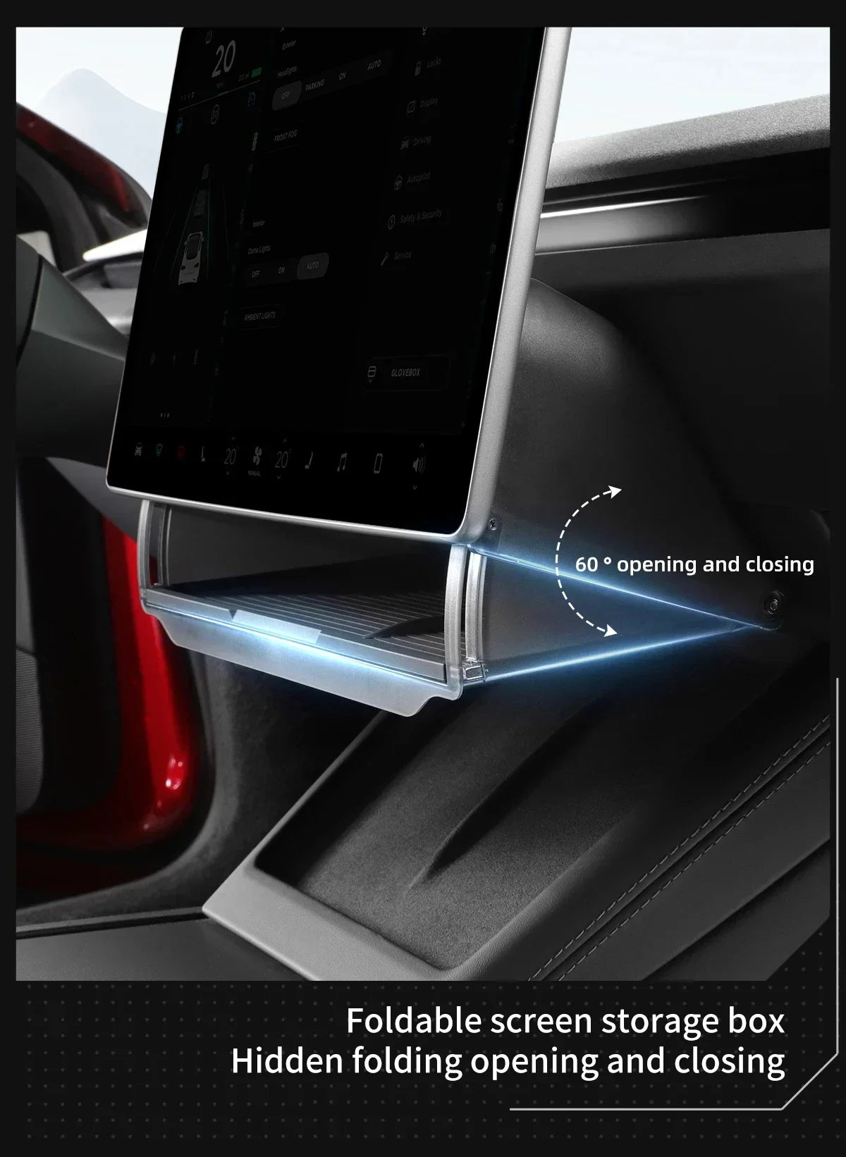 Under Screen Hidden Storage Tray for Tesla Model 3 and Model Y
