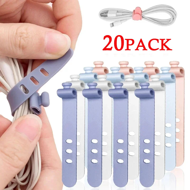 Reusable Silicone Cable Tie Straps, 4/12/20 Pack