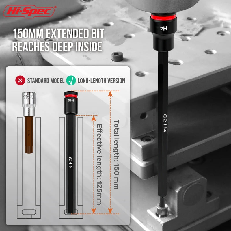 3/8 Impact Socket Set, Wrench Socket Hex Socket Set with S2 Bits and CR-V Sockets, Torx Bit Long Socket