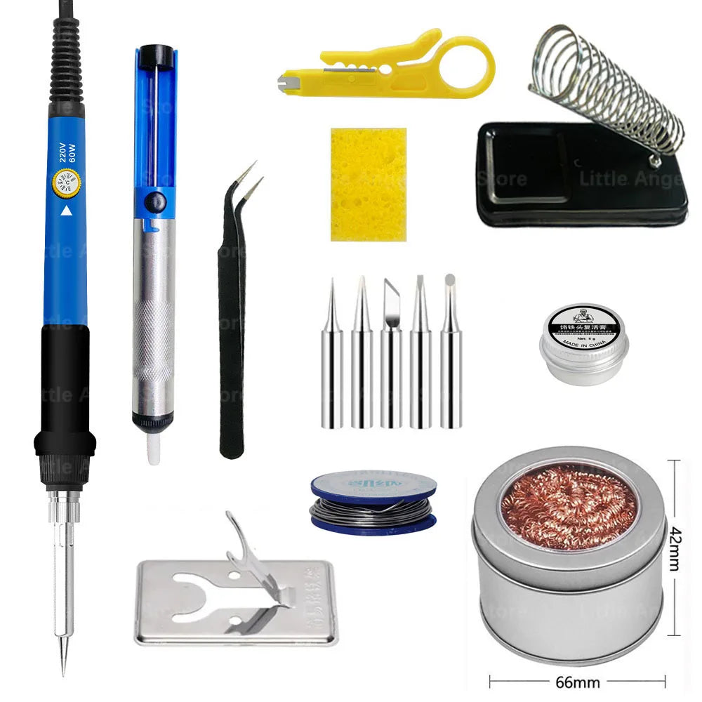 60W Adjustable Temperature Electric Soldering Iron Set, 110V/220V