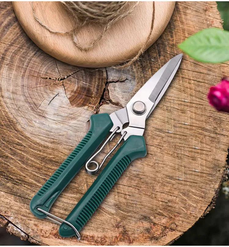 Straight Head Pruning Shears Non-Slip Handle Stainless Steel Bonsai Garden Scissors