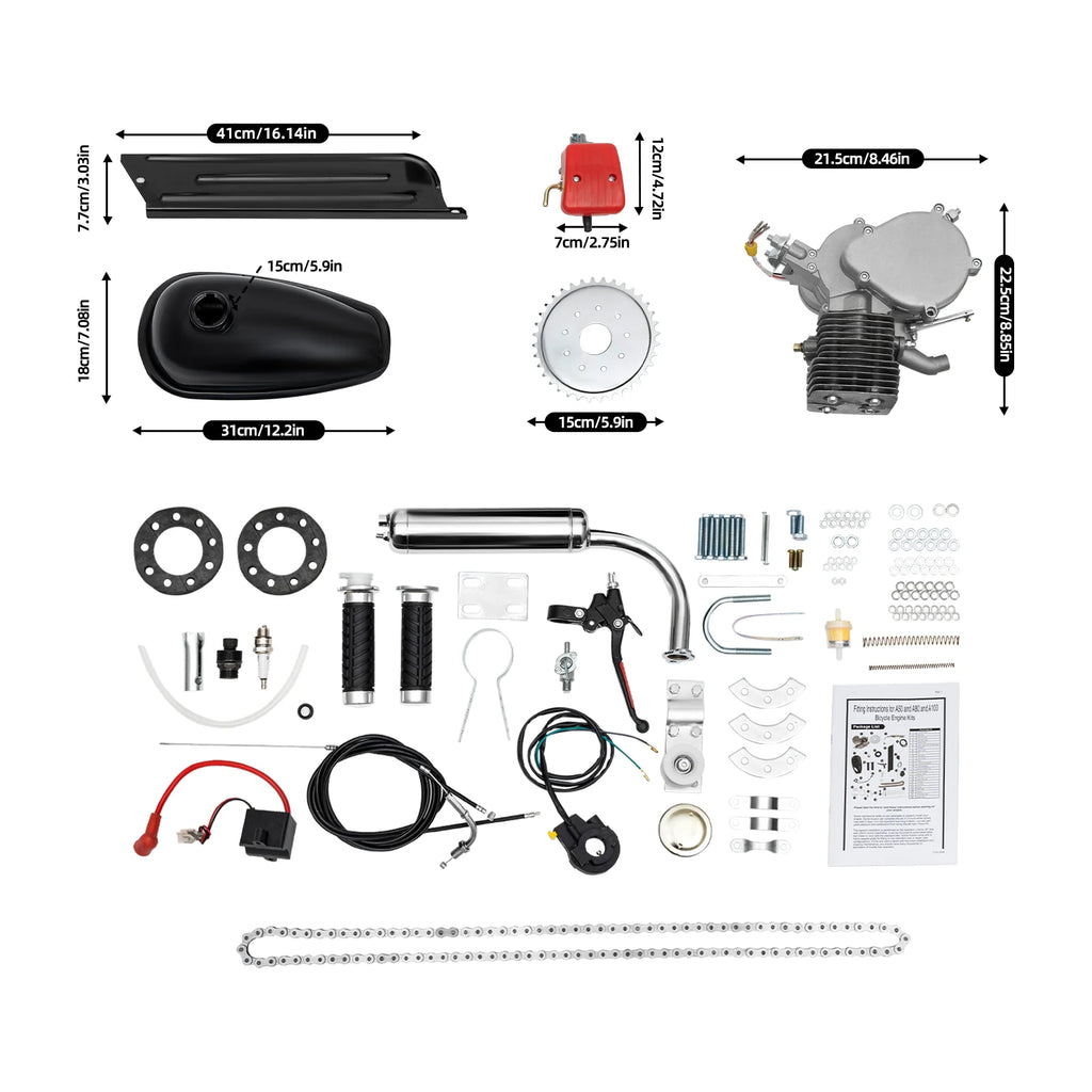 36/44 Tooth 100cc 2-Stroke Gas Engine Kit for Bicycles