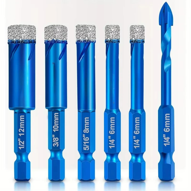 6-Piece Dry Drill Core Bit Set – Tile, Granite & Marble