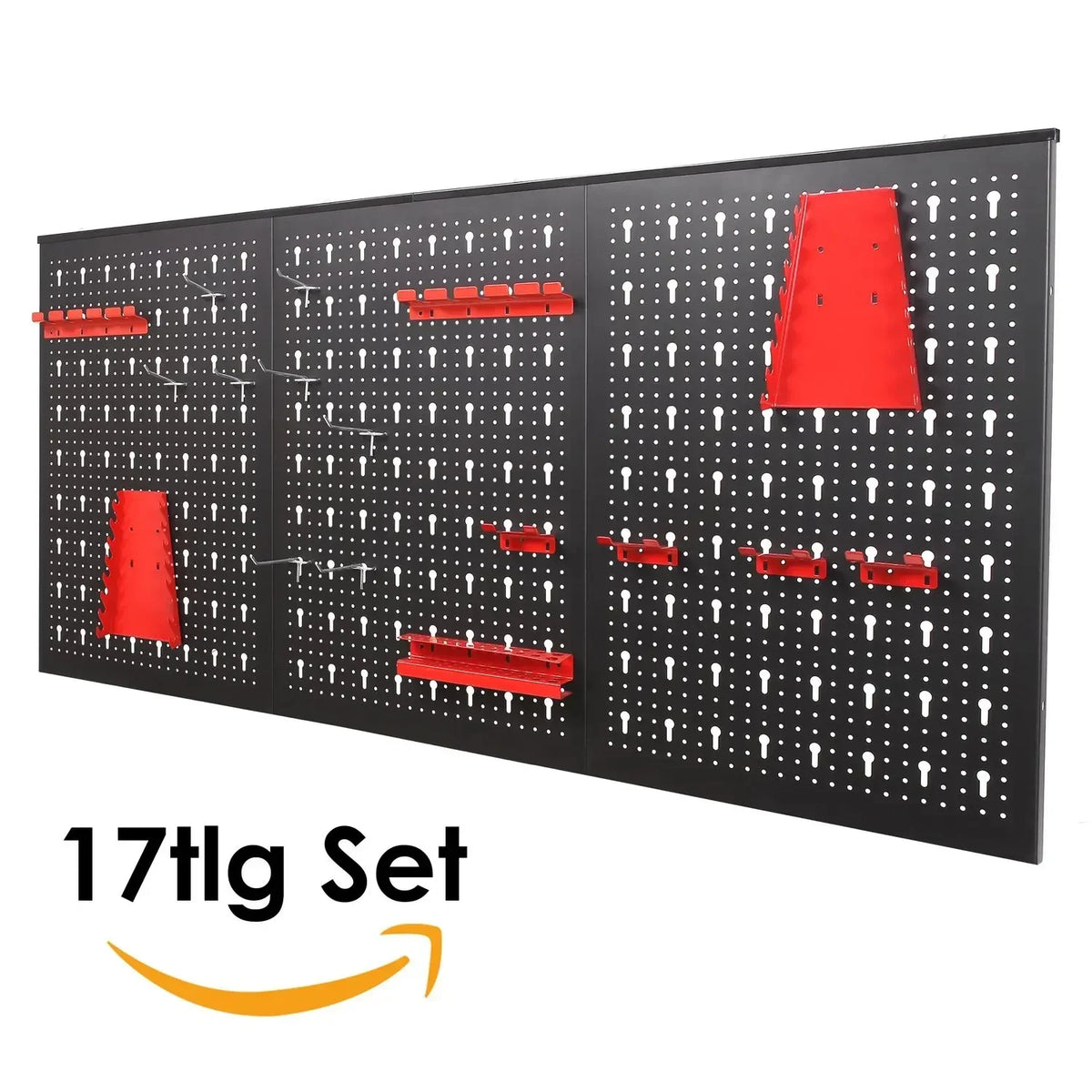 Metal Pegboard Wall Organizer 120x60cm Tool Storage Kit with 17pcs Accessories