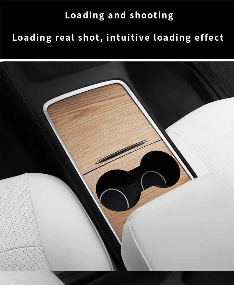 Wood Grain and Carbon Look Center Console Film for Tesla Model Y 2021-2023