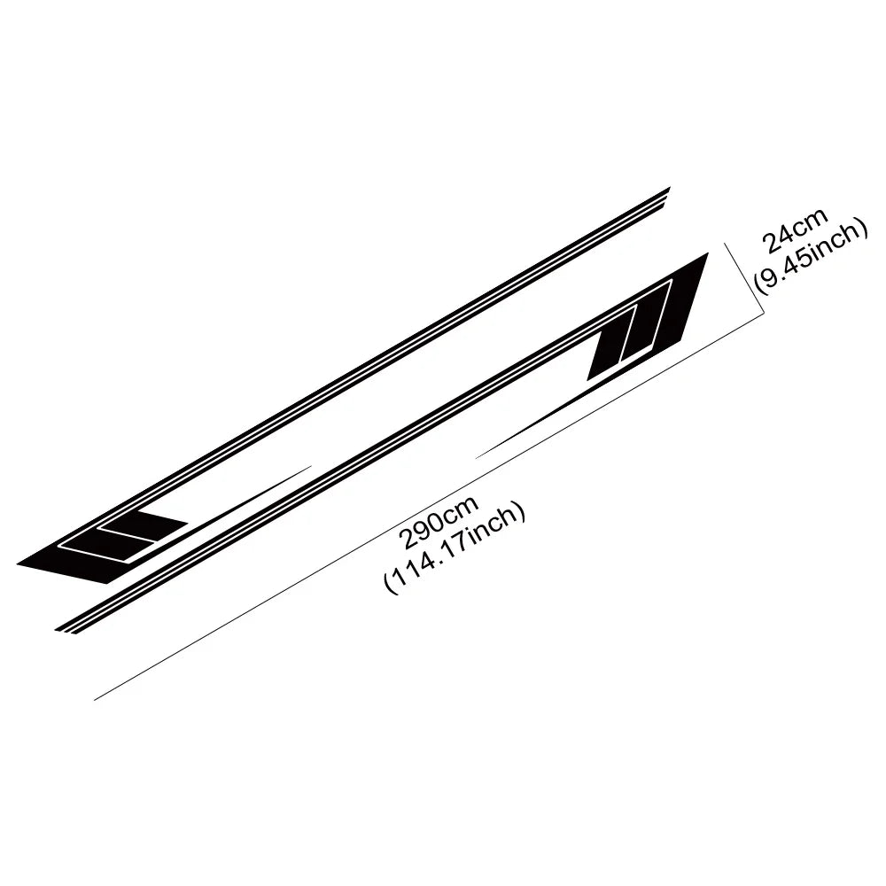 Retro Hockey Stick Side Stripe Decals for Jeep Cherokee XJ, 2 pcs