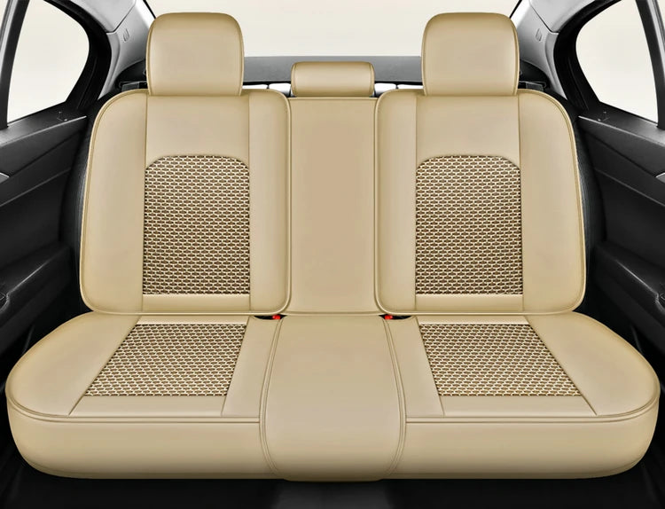 5-Seat Synthetic Leather Car Seat Cover Set with Lumbar Support