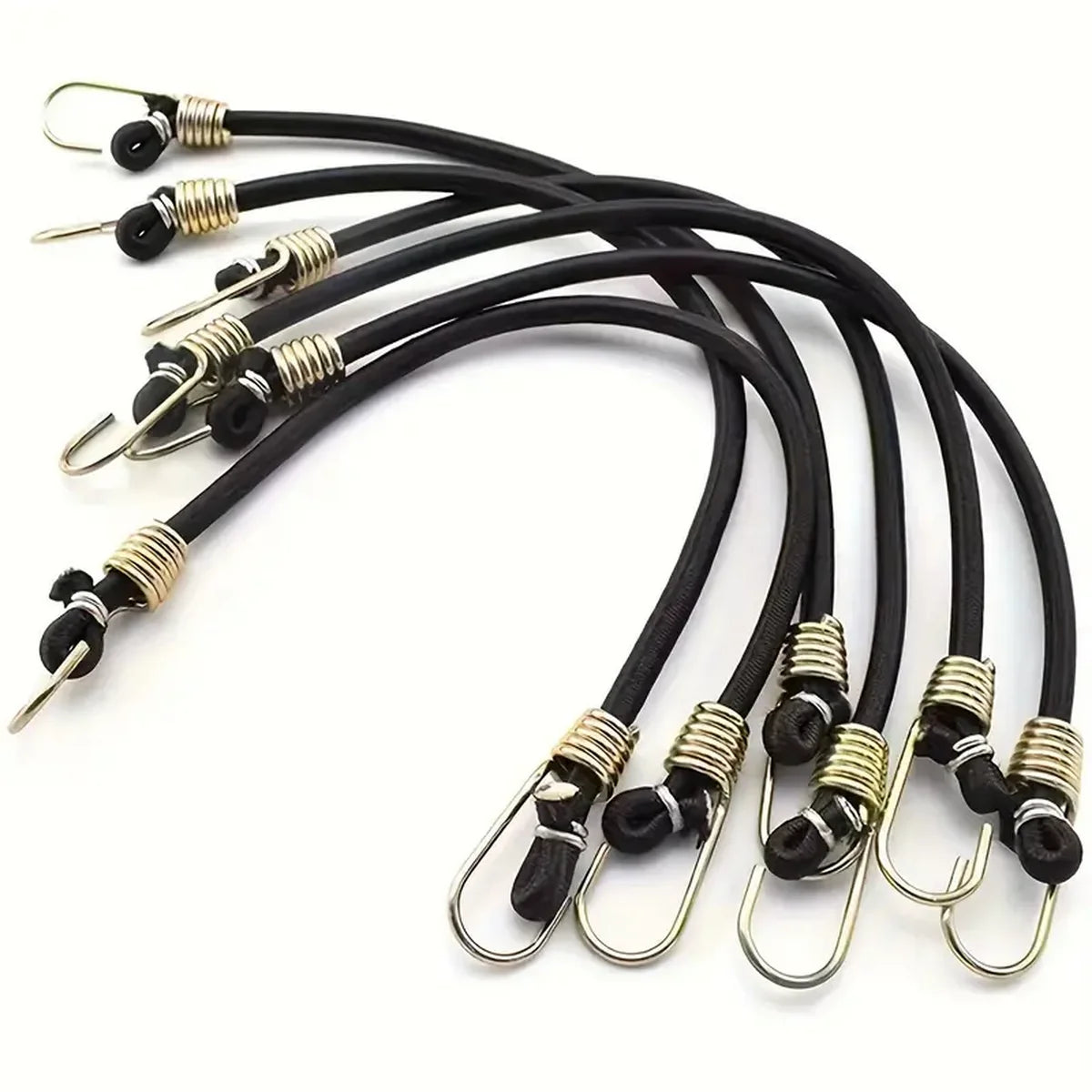 6-Pack Heavy-Duty Black Bungee Cords with Hooks