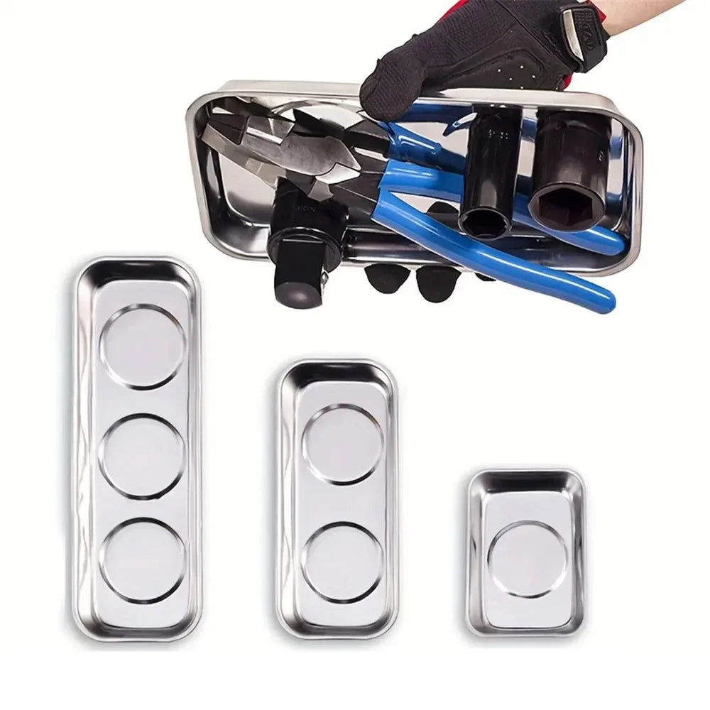 Stainless steel magnetic tray tool parts storage magnetic tool tray parts stand with strong magnets, for screws sockets bolts pi