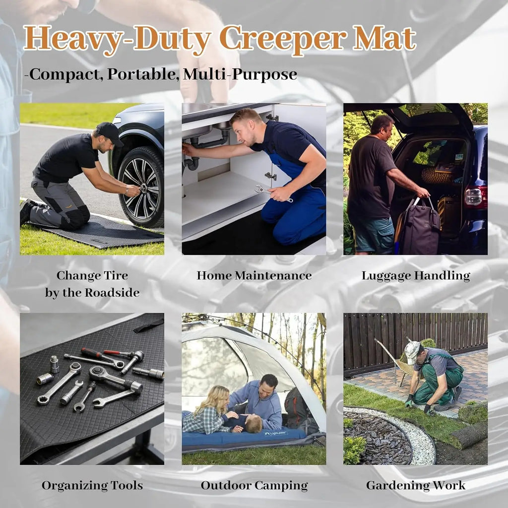57x27in Rolling Creeper Mat And Tool Kit Mechanic Mat with Zero Ground Clearance for Car Work Under Car Roller Accessory