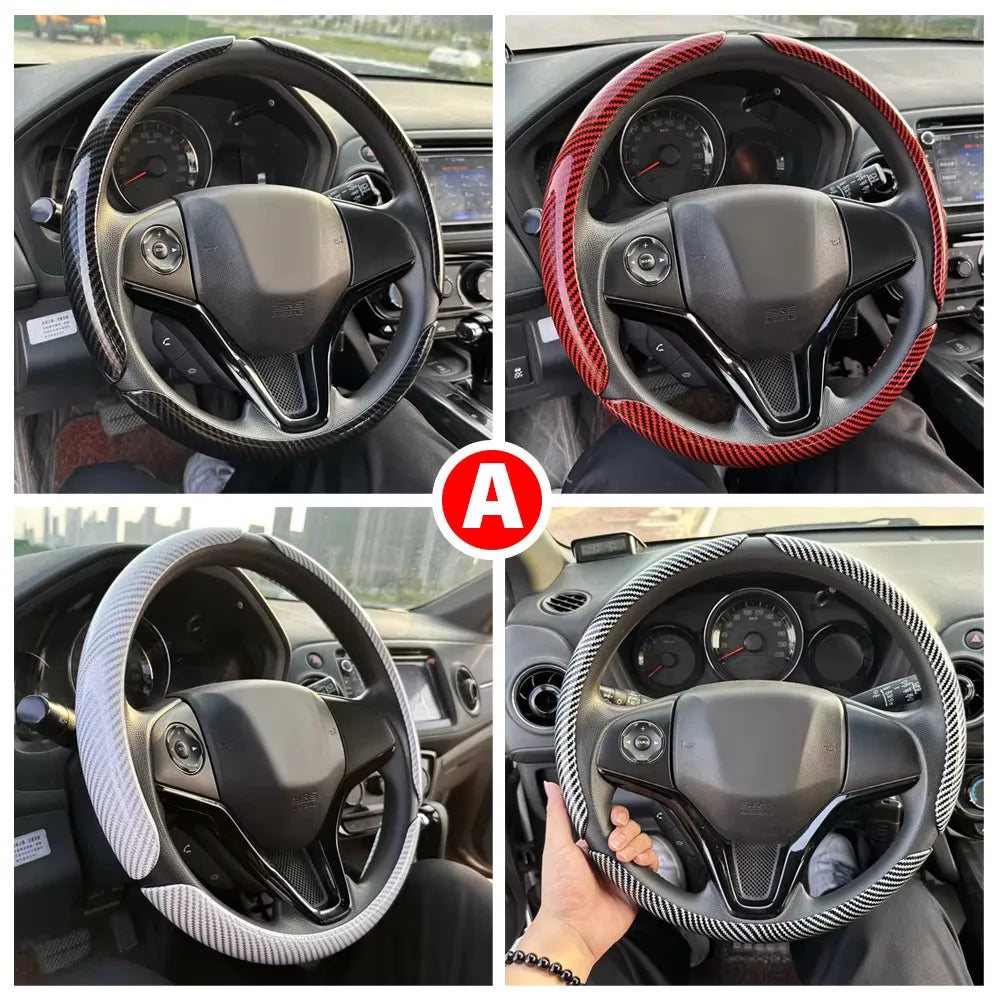 3-Piece Carbon Fiber Steering Wheel Cover Set - Winter Driving - image 3