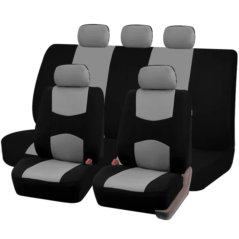 Two-Tone Polyester Car Seat Cover Set for Cars, SUVs and Vans
