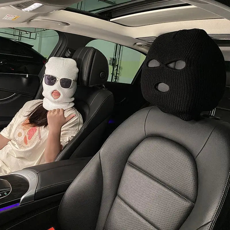 Funny Ski Mask Car Headrest Cover