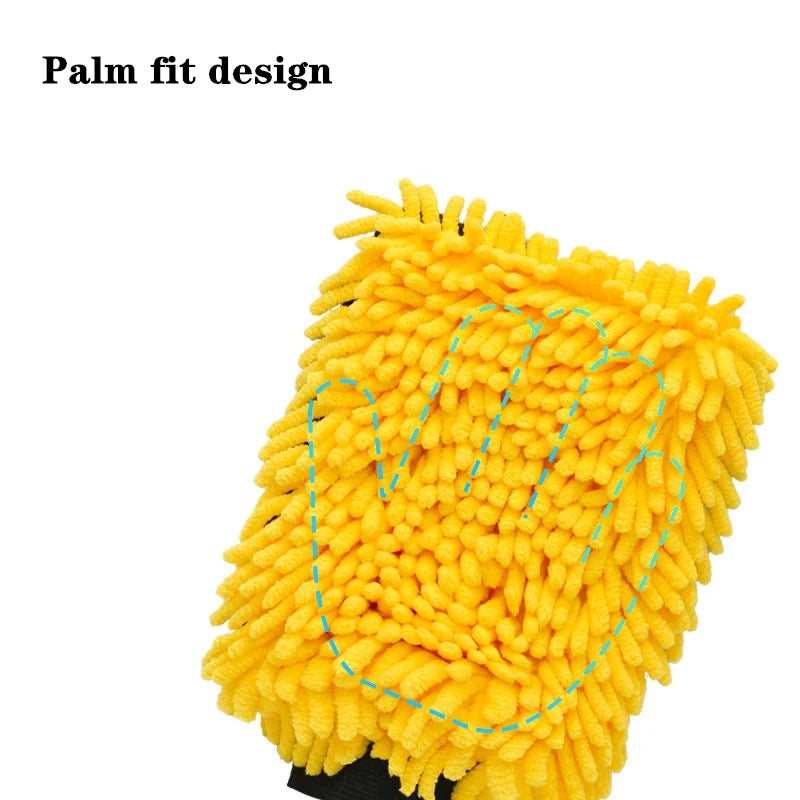 Large Waterproof Chenille Car Wash Mitt, Thick Double-Faced Wax and Detailing Glove