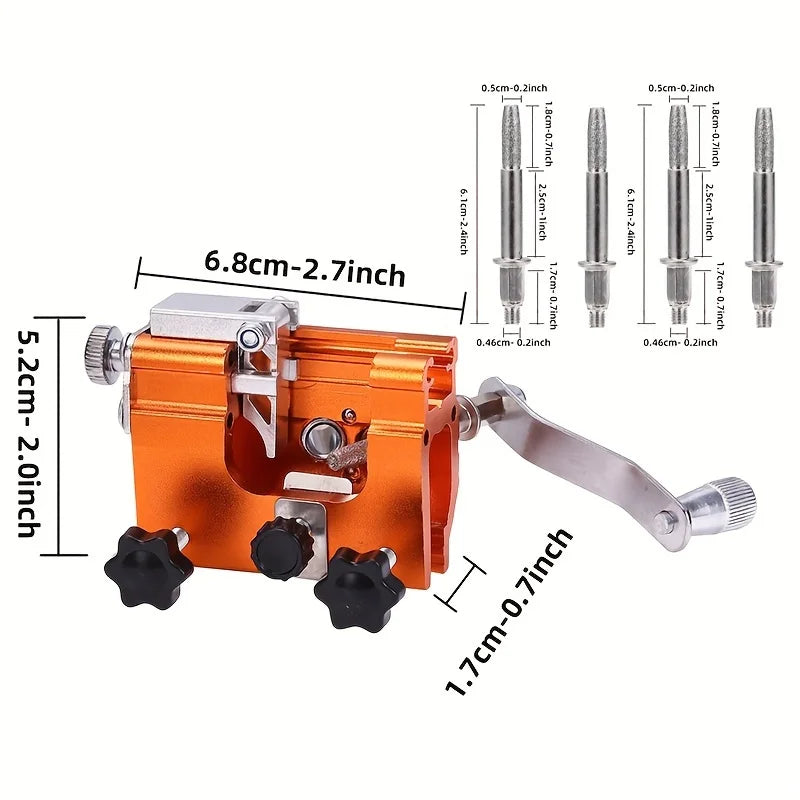 Portable Hand-Crank Chainsaw Sharpener with 4 Carbide Heads - image 6