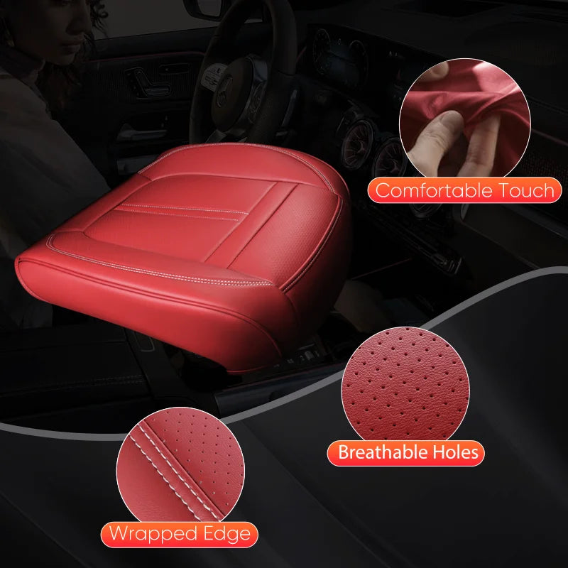 Synthetic Leather Front Car Seat Cushion with Non-Slip Back