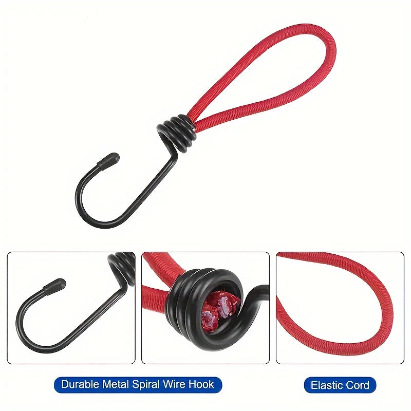 5-Piece Heavy-Duty Bungee Cords with Hooks – Tarp & Tent Tie-Down