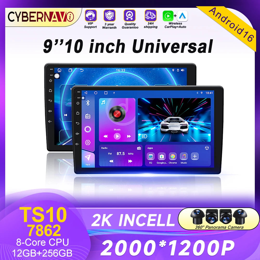 Universal Android Car Stereo with GPS, CarPlay & Bluetooth