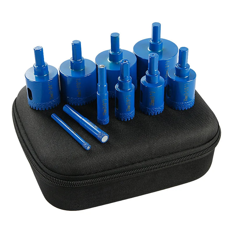 LOZLIN 10PCS Diamond Core Drill Bit Set 6-50mm Vacuum Brazed Hole Saw Kit for Porcelain Tile Ceramic Tile Granite Marble Stone Dry Drilling Cutter Tool Diamond Hole Cutter Drill Bits for Angle Grinder Hand Drill
