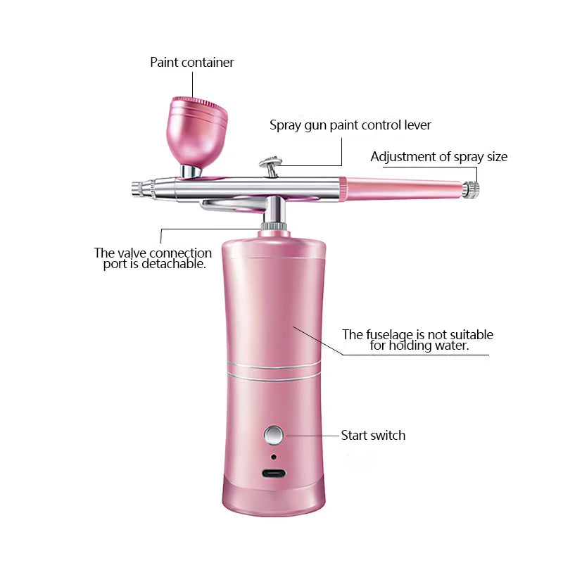 HOMEFISH Airbrush Painting Mini Spray Gun for Painting Wireless Electric Paint Gun Airbrush Kit with Compressor