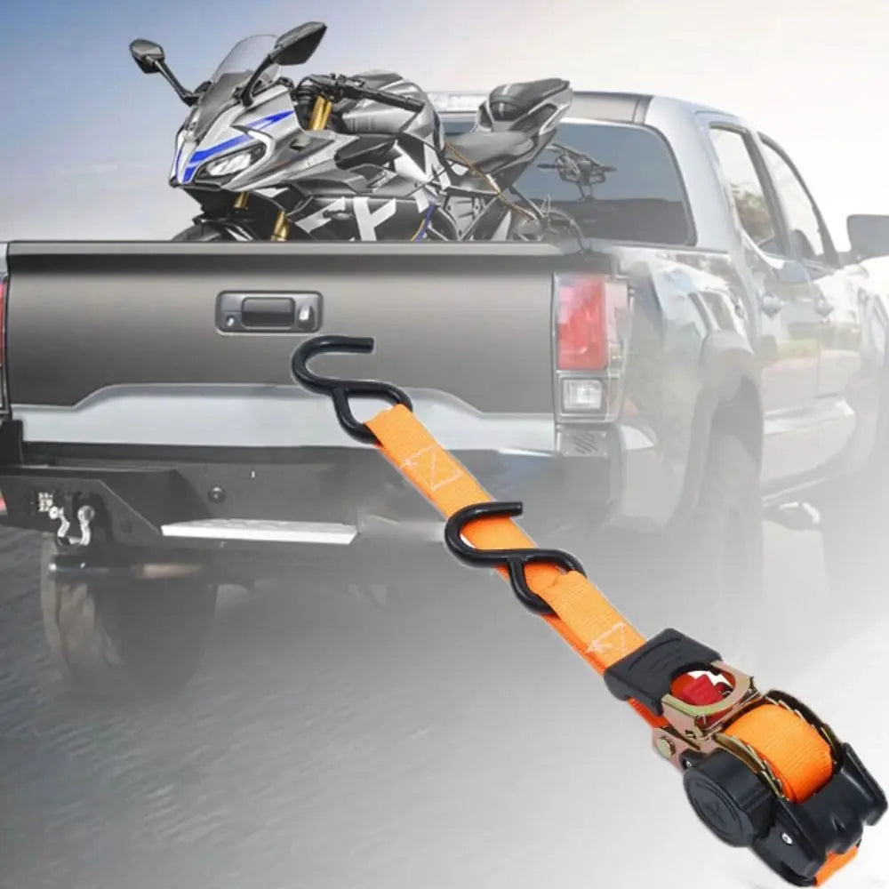 Automatic Retractable Ratchet Tie Down Straps with Double Hooks Heavy Duty Lashing Belt