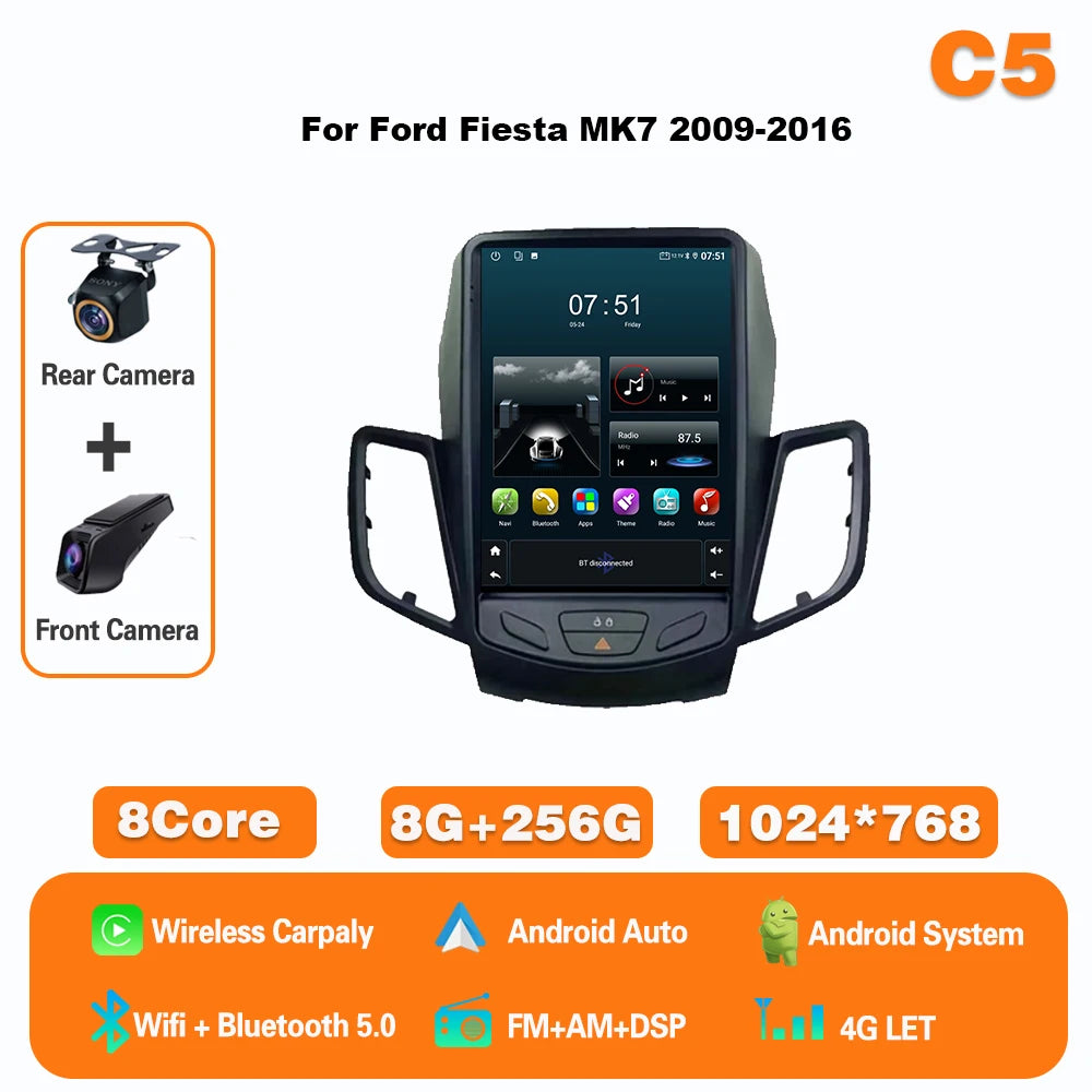 9.7" Android Car Radio for Ford Fiesta MK7 (2009-2017) GPS CarPlay - image 16
