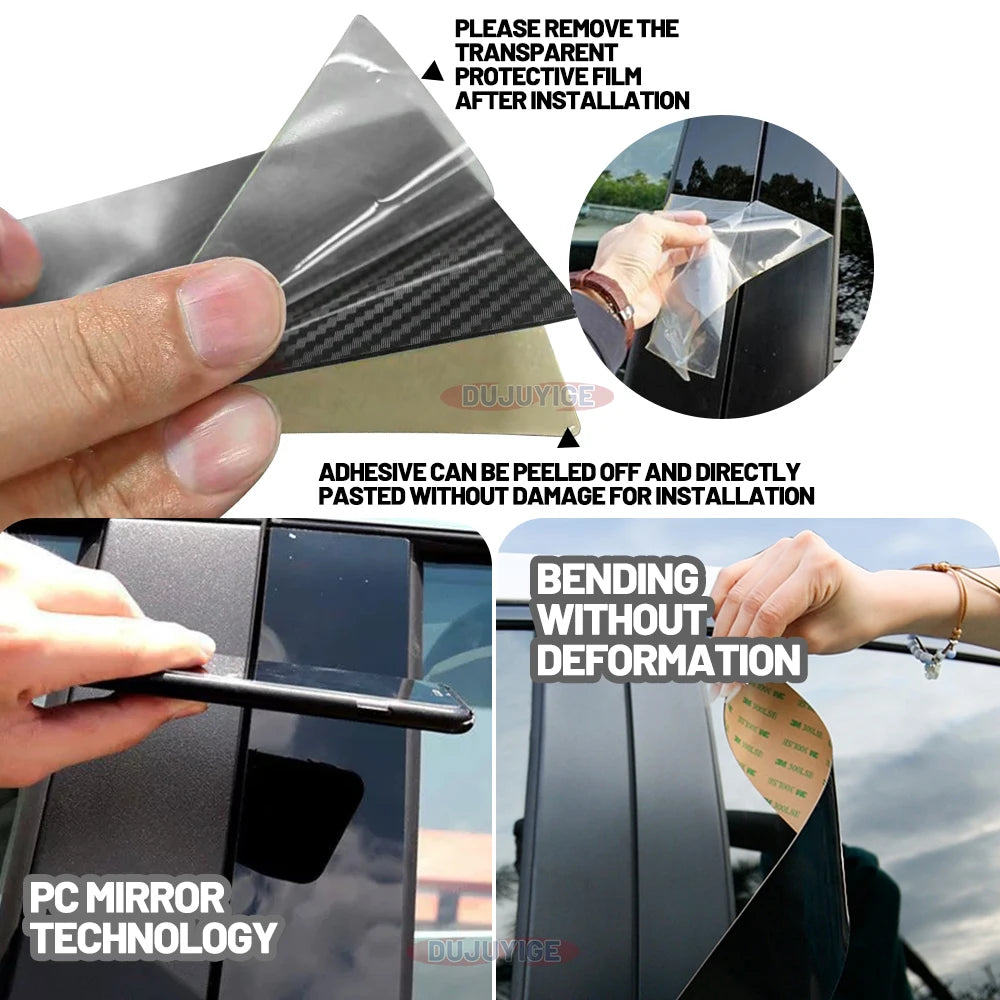 Carbon Fiber Style Window Trim Cover for Toyota Corolla 2019-2023 - image 4