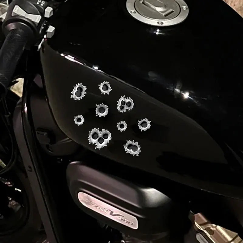 Realistic Bullet Hole Vinyl Decals for Motorcycle Tank, Helmet and Car - view 4