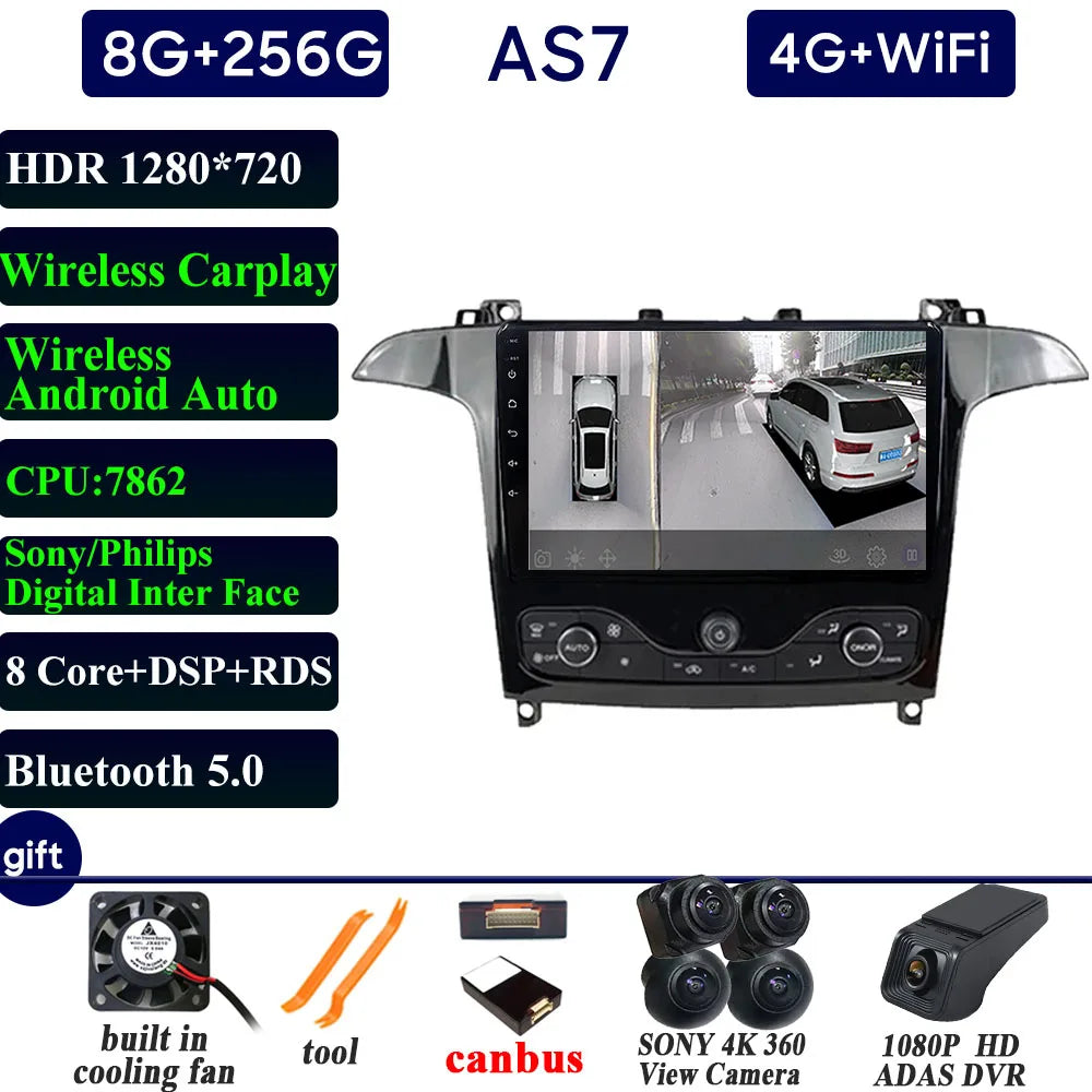 Ford S-Max Galaxy 2006-2015 9 Inch CarPlay Android Auto Player - image 11