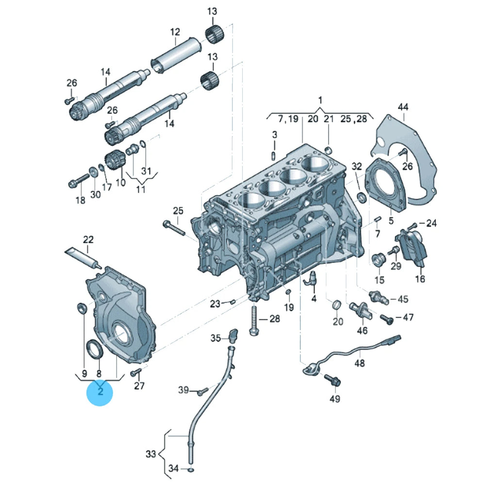 Engine Timing Cover with Oil Seal for EA888 Audi and Volkswagen Engines - view 6