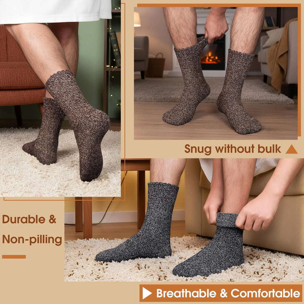 3-Pair Thick Wool Work Socks – Warm Thermal for Cold Weather