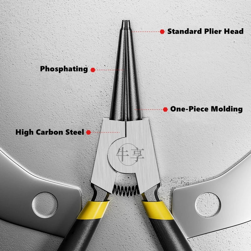 6/7 inch 4pcs/set Circlip Pliers,Needle Nose Pliers，Retaining Ring Pliers，for Removing Installing Puller Locking Rings Shafts