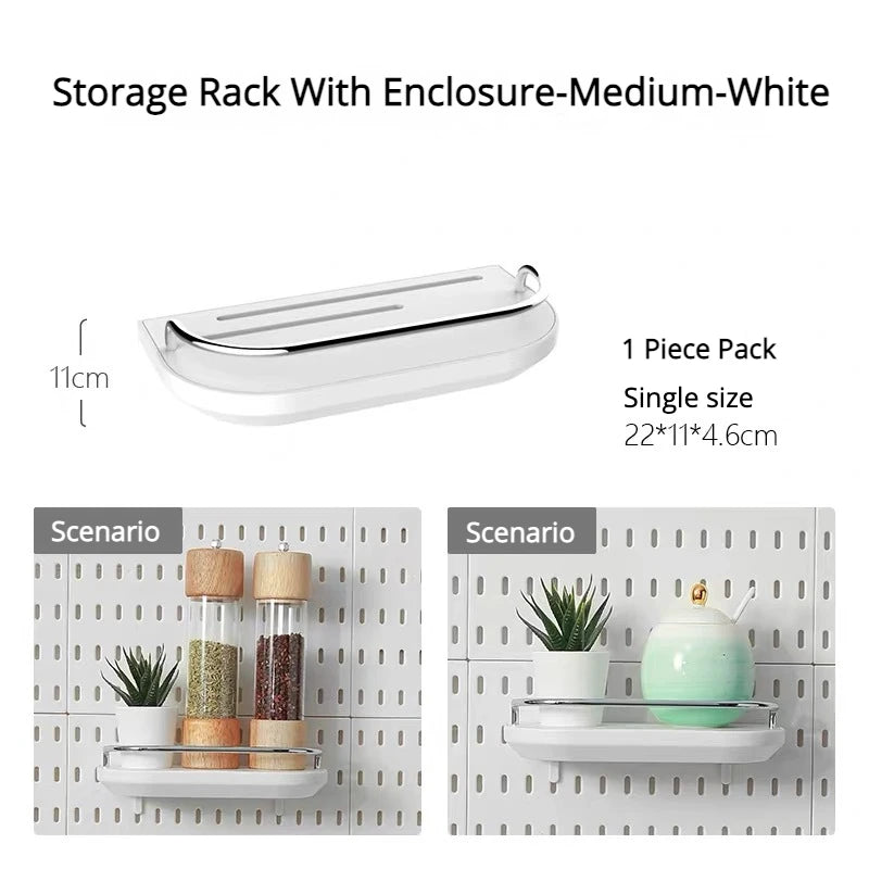 No-Punch Pegboard Accessories – Hanging Shelf & Hooks