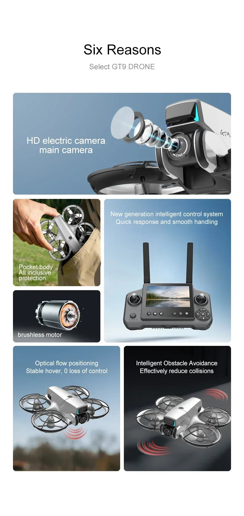 Lenovo GT9 Foldable Drone 4.3" Screen Dual Camera Brushless WiFi - image 8