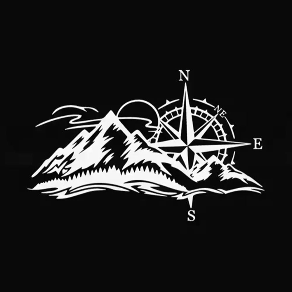 Compass and Mountain Peak Vinyl Sticker, Removable Waterproof Decal - view 8