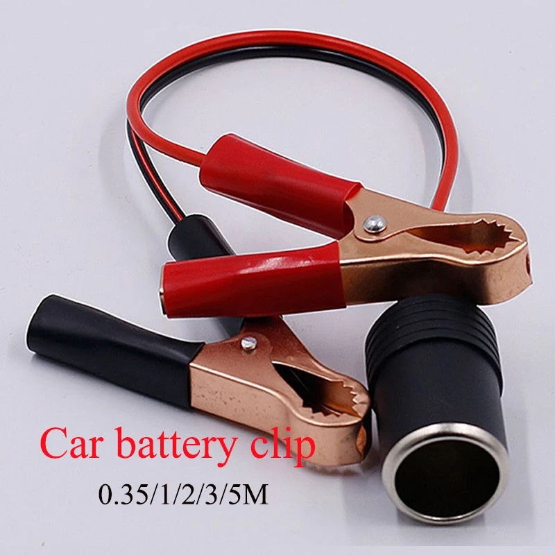 12V Battery Clamp to Cigarette Lighter Socket Adapter, 0.35-5m