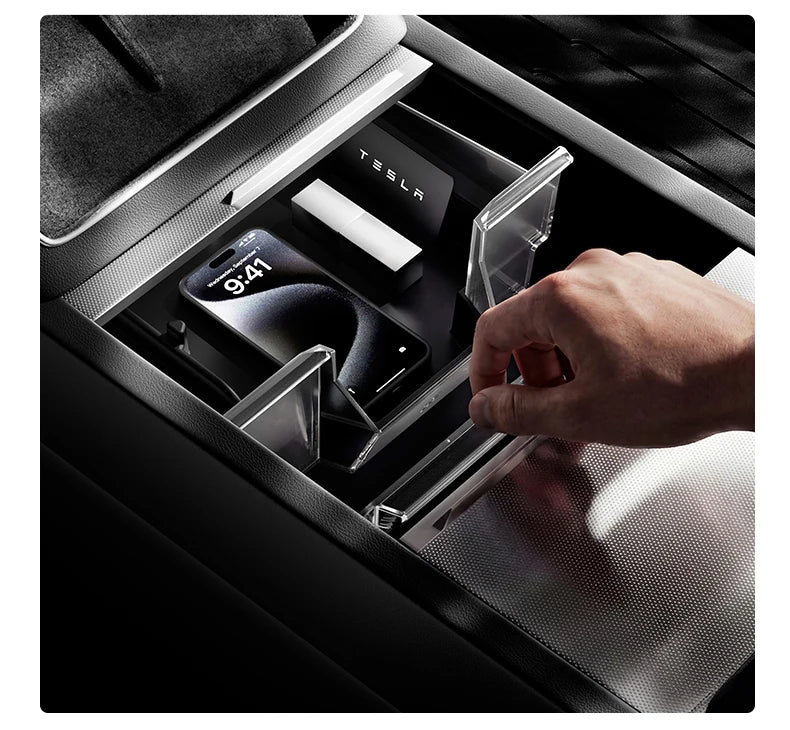 Double-Layer Armrest Storage Box for Tesla Model Y and Model 3