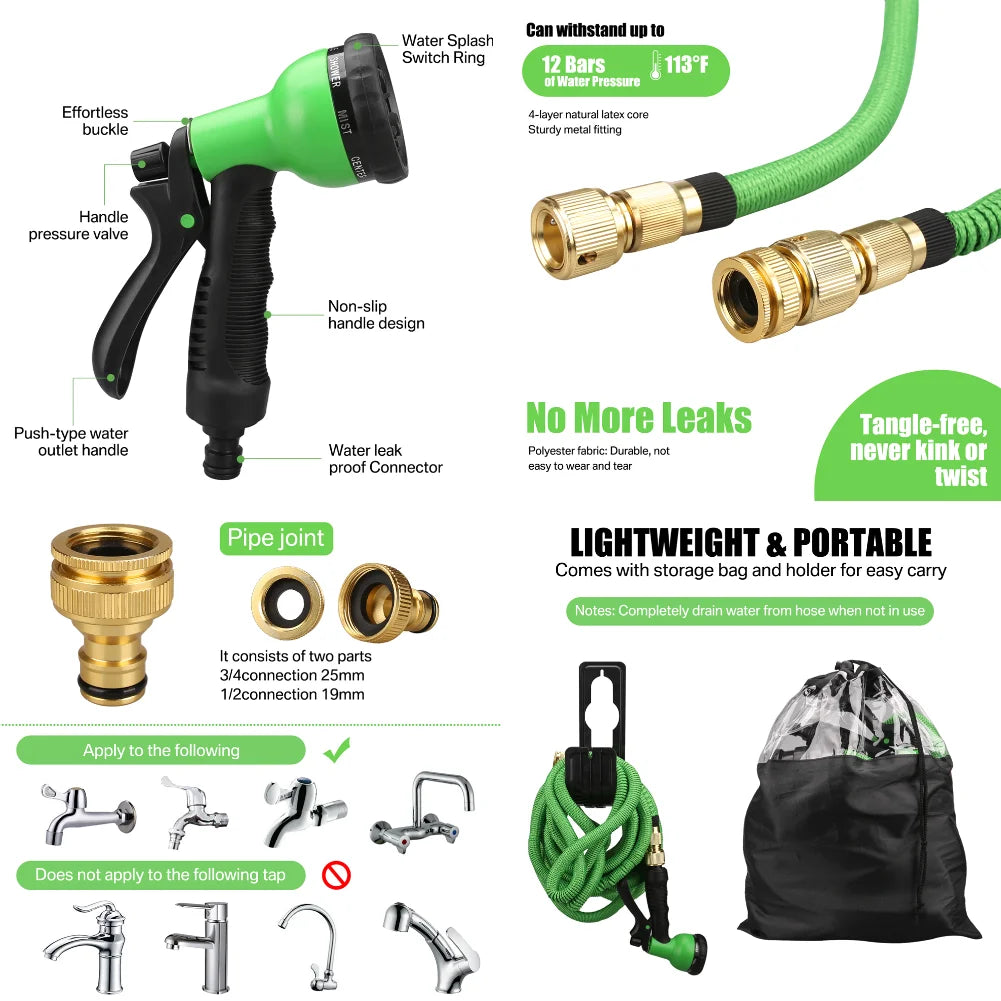 Expandable Garden Hose with Double Metal Connectors – High Pressure