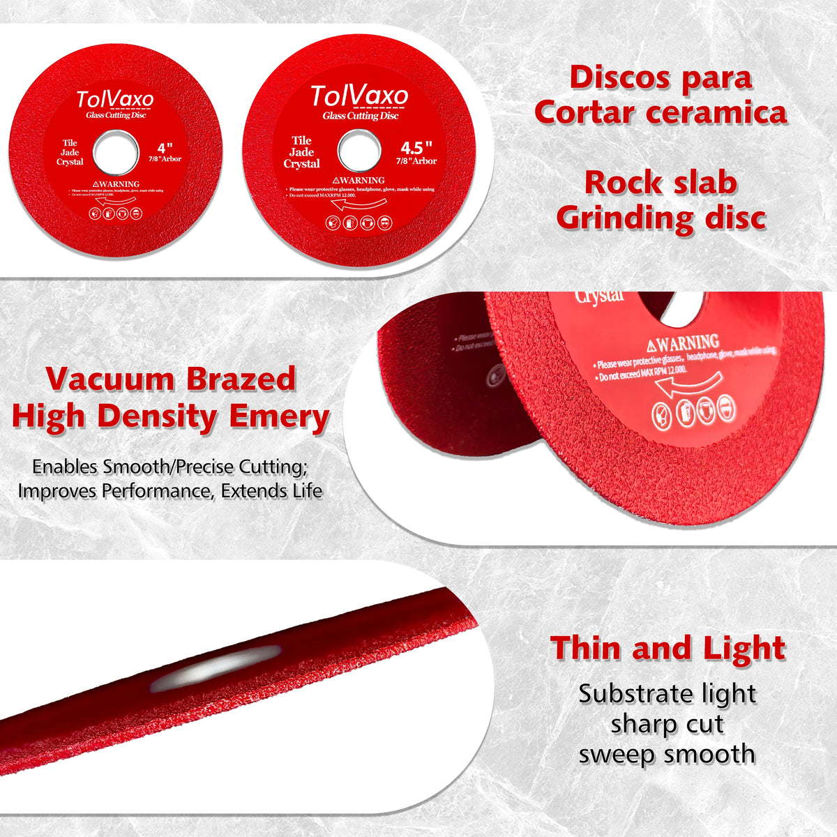 Disc for4-1/2"Angle Grinder, 6Pcs Glass Ceramic Diamond Cutting Blade Disc 7/8"(Model 115/125) for Grinding and Cutting Ceramics