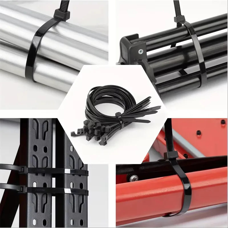 8MM 250pcs Heavy Duty Cable Ties, Black Nylon Zip Tie Straps with Water-Resistant, Non-slip, Break Resistant