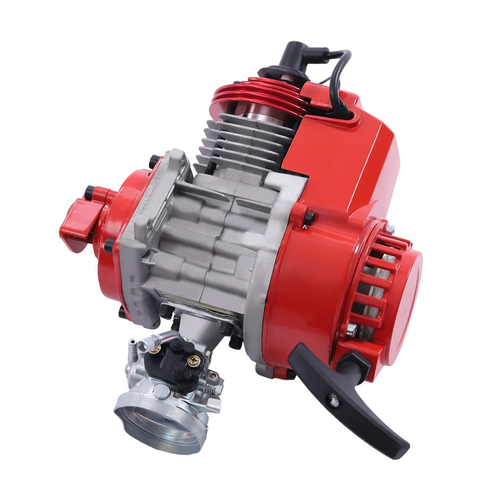 49cc 2-Stroke Pull Start Engine Kit with Throttle Cable and Grips, Red