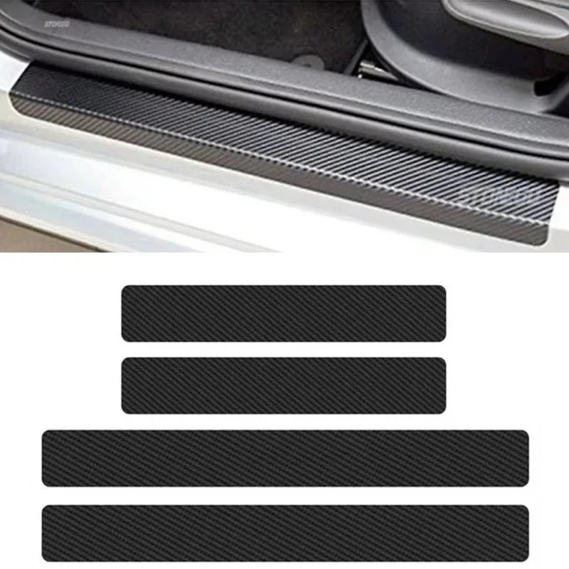 Universal Carbon Fiber Texture Door Sill Protection Film Set